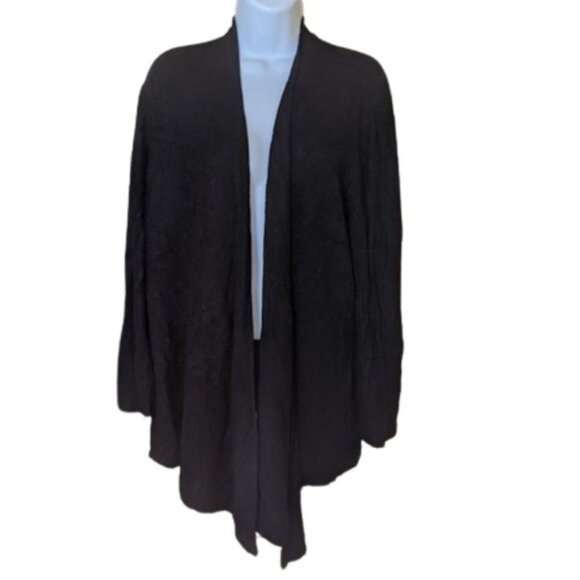 Black Assymmetrical Open Front Cardigan Size 2X - Picture 1 of 3